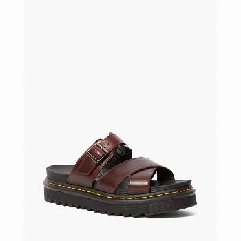 Dr Martens Ryker Kožené Strap Slide - Bordove Sandale Damske, DR0376